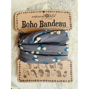 BOHO BANDEAU Gray Greige with Yellow Flowers Natural Life Full Boho NEW